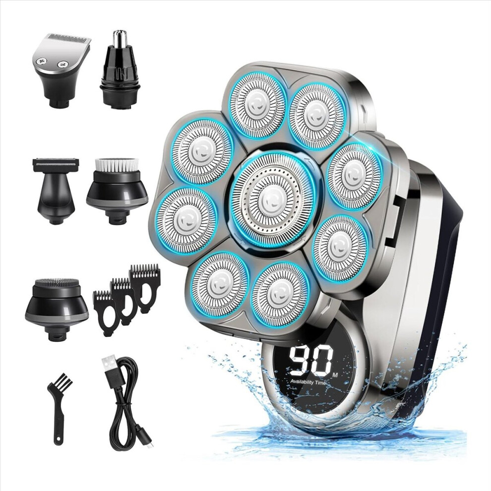 Torribaly Head Shaver, 9D Electric Razor Ip67 Waterproof Men's Rotary Head Beard