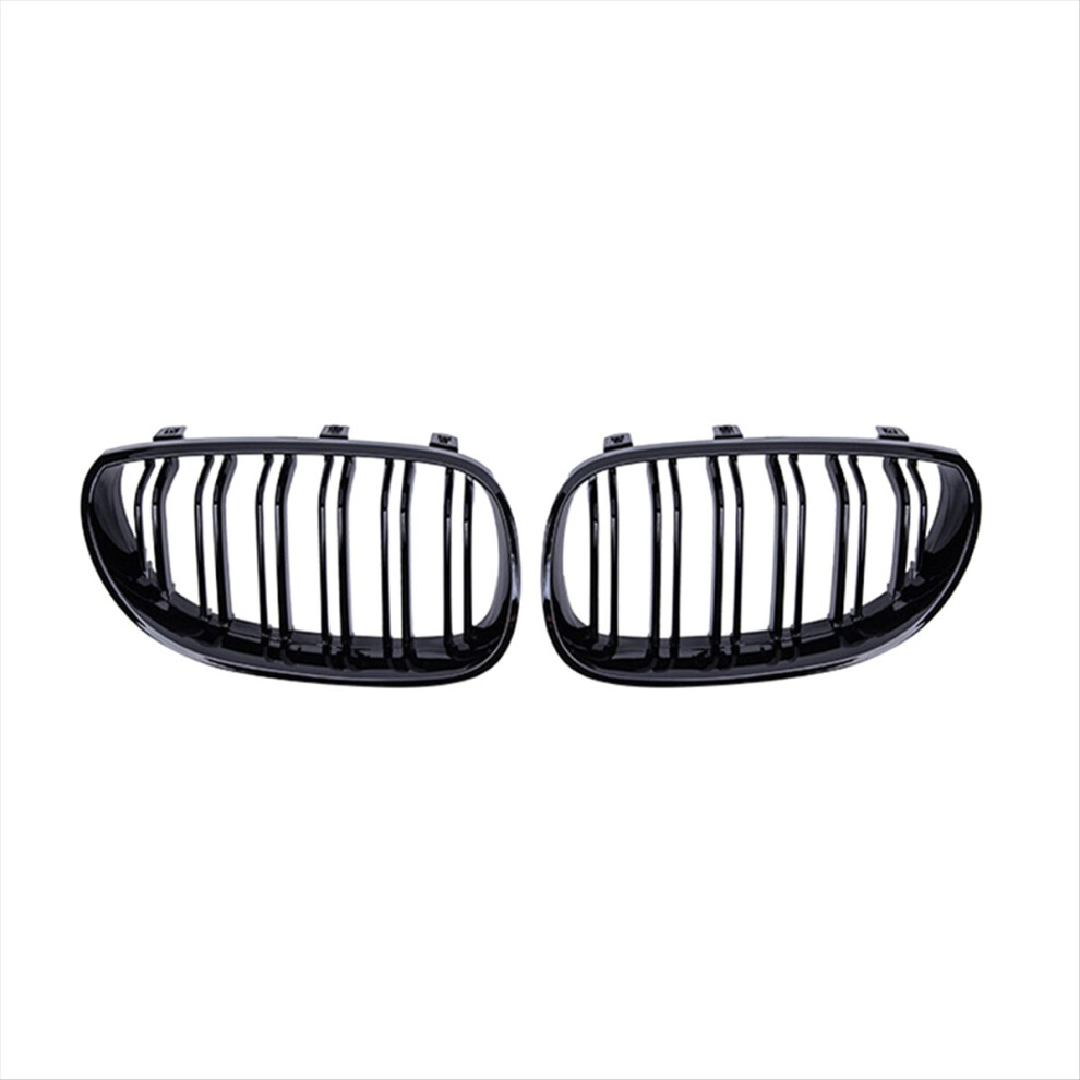 Gloss Front Bumper Kidney Grille Grill Hood Mesh Double Line For Black 4852359638085