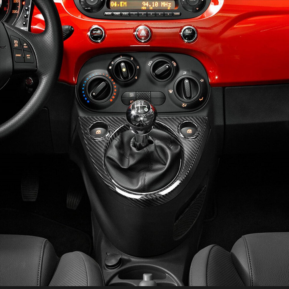 Real Hard Carbon Fiber Central Control Gear Shift Panel Frame For Fiat 4852735193252