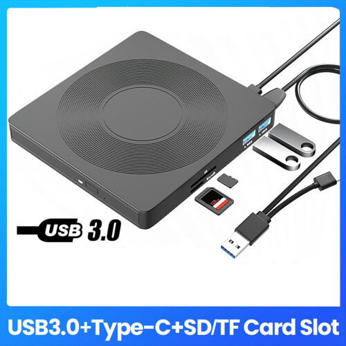 Εξωτερική μονάδα CD/DVD 6 σε 1, οπτική μονάδα USB3.0 τύπου C, CD DVD RW VCD 2
