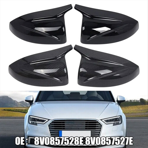 Black Replacement Mirror Covers for AUDI A3 S3 RS3 2014-2020 Rearview