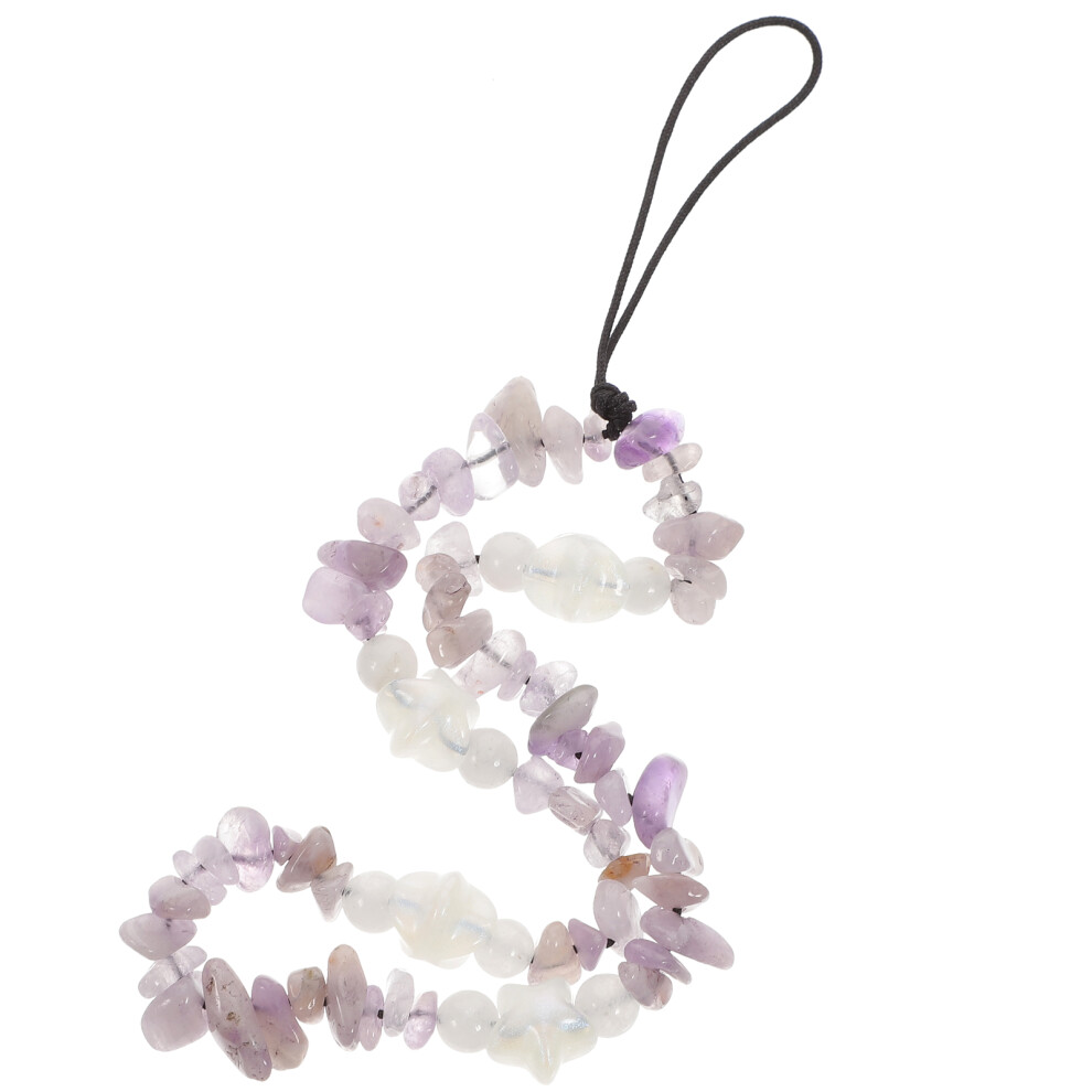 Crystal Stone Beaded Phone Lanyard With Charm Rope Decor 3553948002317