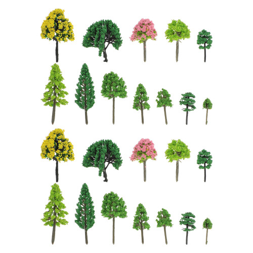 55Pcs Sand Table Adornments Simulated Tree Models Landscape Mini Props 2