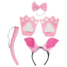 1Set Rosa Pig Kostümset Mit Ohr Haarreif Und Aus Stoff