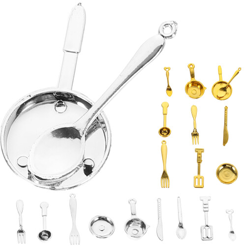 4 Sets Mini Kitchen Cutlery Set With Fork Spoon Pot Cutter For Kids 2