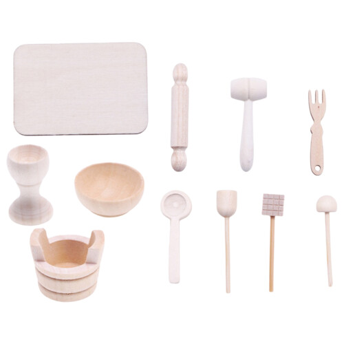 5 Sets Miniature Wooden Baking Tools For Doll House Kitchen Props