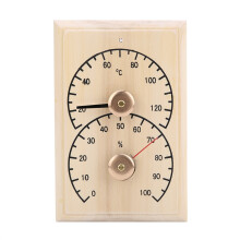 Nauwkeurige, elegante wandthermometer, houten saunathermometer, geschikt voor binnen- en buitengebruik en bestand tegen hoge temperaturen.
