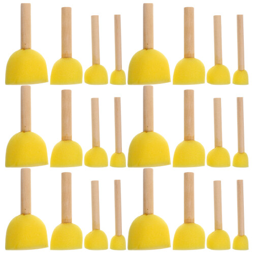 24 Stuks Handvat Sponsverfborstels Voor 2