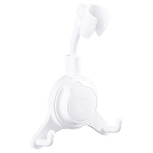 Suport reglabil pentru cap de duș cu aspirație, cu design rotativ și cârlige duble pentru accesorii de baie, material ABS durabil, antiderapant,