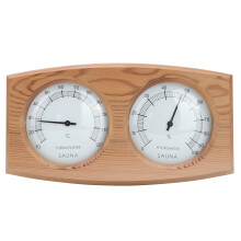 Hygrometer voor saunaruimte, houten hygrometer van natuurlijk cederhout met dubbele wijzerplaat, temperatuurmeting van 10C tot 120C,