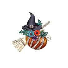 Broche de balai de sorcière festive, bijoux en alliage de