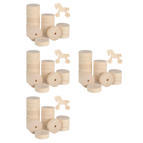 80 Pezzi Per Fai Da Te Ruote Legno Color Khaki 2