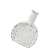 Metal Round Shape White Flower Vases with Vintage Designs for-S