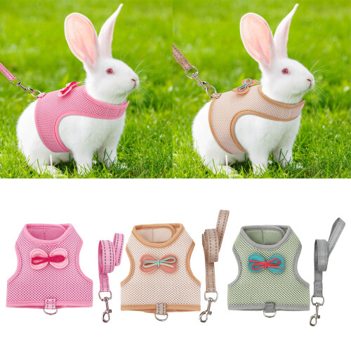 Adjust Small Animal Harness Leash Rabbit Training Vest-khaki L 2