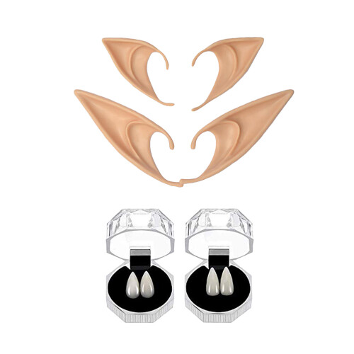 8Pcs Hållbara Halloween Accessoarer Kostym Boll Älv Öron Tänder