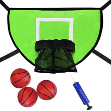 Round Trampoline Basketball Hoop With Pump, 3 Mini Balls, Universal Attachment For Kids, Fits Most Trampolines