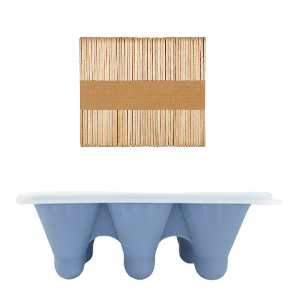 6 Grids Popsicles Mold Silicones Ice Cream Making Mould-Blue 7627000400710