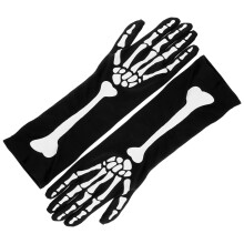 One Pair Skeleton Full Finger Long Gloves For Halloween Party