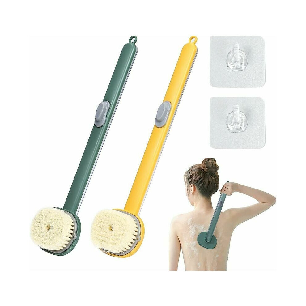 Detachable Bath Massager Brush, Ergonomic Design Long Handle Shower Scrub Brush with Removable Head, Soft Medium-Hard Natural Bristles, Deep Cleansing