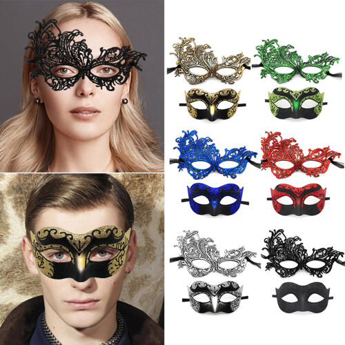 2Pieces Half Face Masquerades Mask Accessory for-golden suit 2