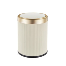 Small Round Garbage Can Press Trash Can with-12L Cream color