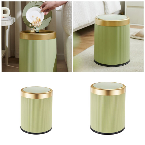 Small Round Garbage Can Press Trash Can with-12L Cream color 2