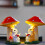 Mushroom Rabbit Resin Statue Figurine-White rabbit reading 6