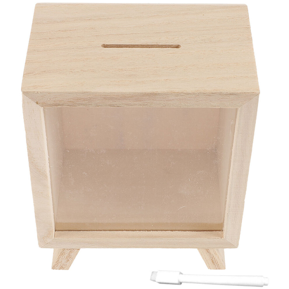 4 Zestawy Przezroczystych Skarbonek Na Okno, Drewniane Z DłUgopisem-image