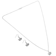 1Set Graduation Jewelry Set Silver Alloy Necklace Earrings for 2024