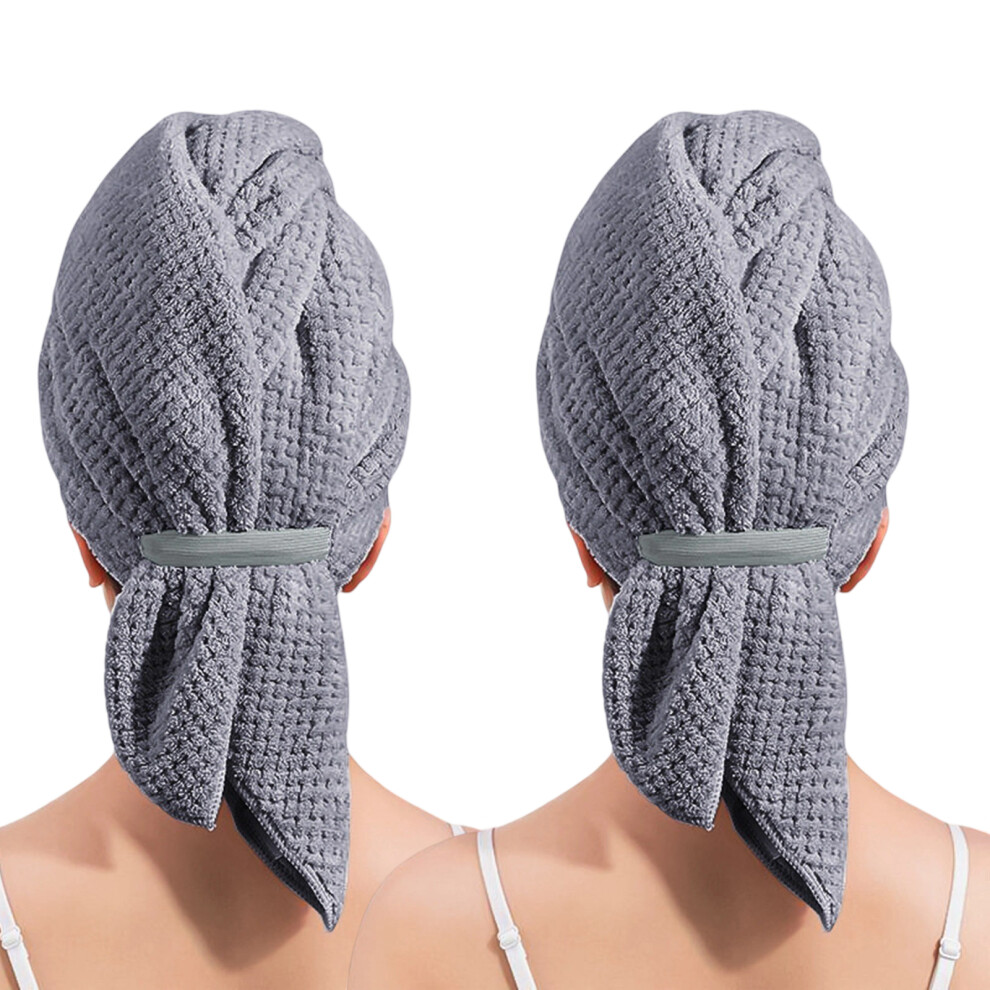 Pineapples Grids Absorbent Hair Towel Wrap,- Plus Gray/Grey