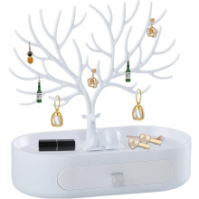 Versatile Jewelry Organizer, Plastic Jewelry Tree With Drawers Necklace Earring, Portable Detachable Design Ensures Easy Mobility, Suitable For Neckla