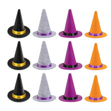 12Pcs Mini Felt Witch Hats For Dolls Diy Craft Halloween Decor