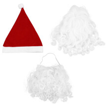 3Pcs Julperukkupars Set, Jultomteperukku, Julskägg, Julmössa För Cosplay