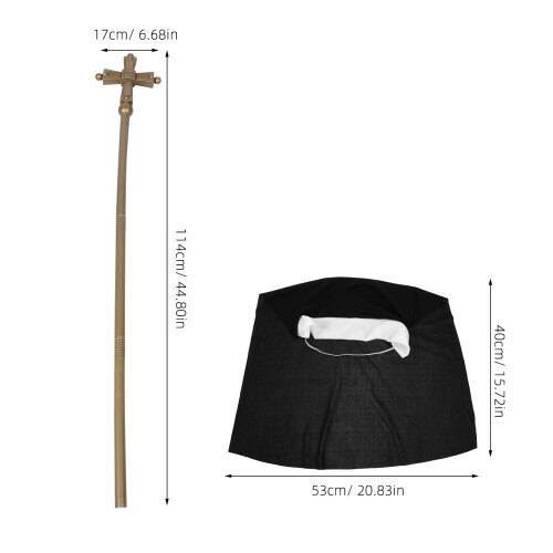 Nunnekostym För Kvinnor , Hatt, Strumpor, Trollstav 2