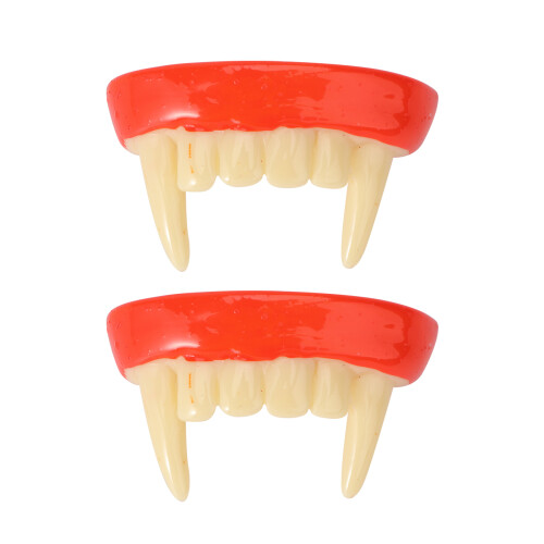 2Pcs Halloween Teeth Zombie Fangs Model Red Beige