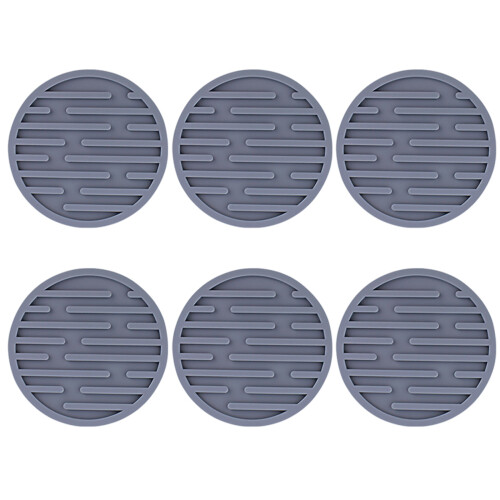 Cup Mats Round Drink Mats Table Mats Silicone Texture-grey