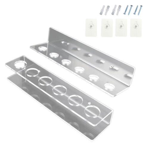 Space Saving Wall Mount Rack for 6 Pool Cues Transparent Clear