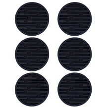 Pack of 6 Silicone Coasters Heat Insulation Pad Round-Black