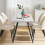 AINPECCA Grey Marble Effect Dining Table Metal Legs 120cm 11