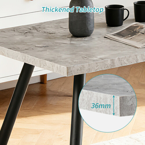 AINPECCA Grey Marble Effect Dining Table Metal Legs 120cm 1