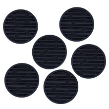 Set of 6 Convenient Coasters Set Cup Mats Round Drink-Black