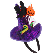 Halloween Sequin Witch Pumpkin Headband For Kids Party Cosplay