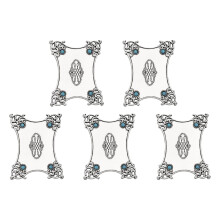 5Pcs Antique Embroidery Thread Bobbins-Four corners silver