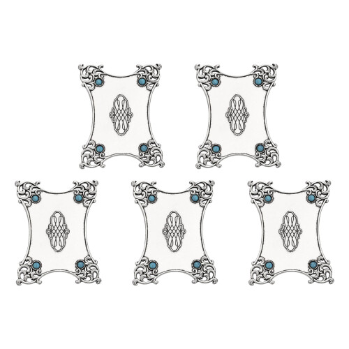 5Pcs Antique Embroidery Thread Bobbins-Four corners silver