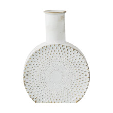 Metalen ronde vorm witte bloemenvazen met vintage ontwerpen-M