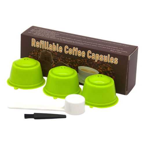 Ensemble de 3 dosettes de café réutilisables avec-Vert herbe