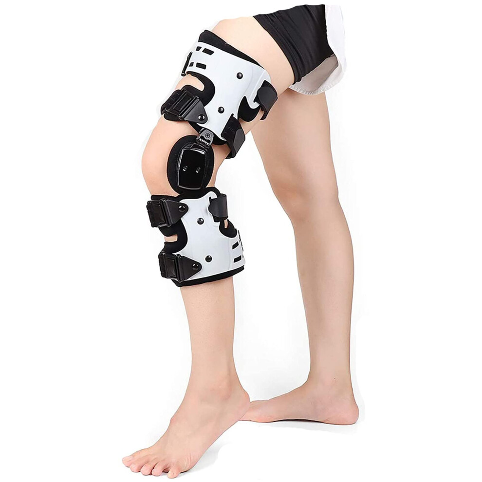 Adjustable Knee Brace Hinged With Strap, PostOp Patella Immobilizer, Full Leg Stabilizer For Sports Injuries