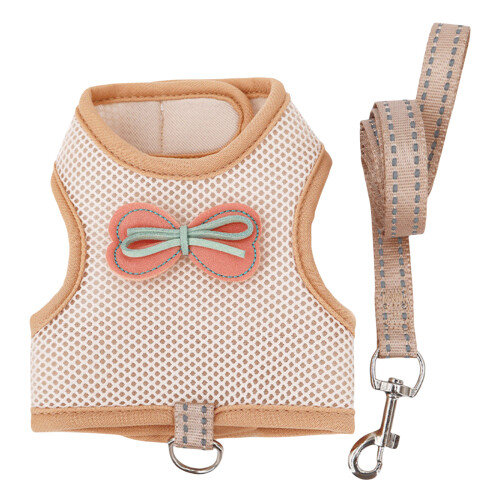 Small Pet Harness and Rope Set Adjustable and-khaki L