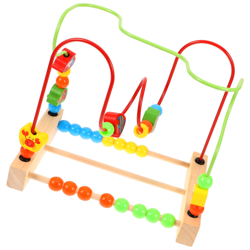 3 Sztuki Kolorowe Drewniane Kulki Na Drucie Labirynt Dla NiemowląT-image