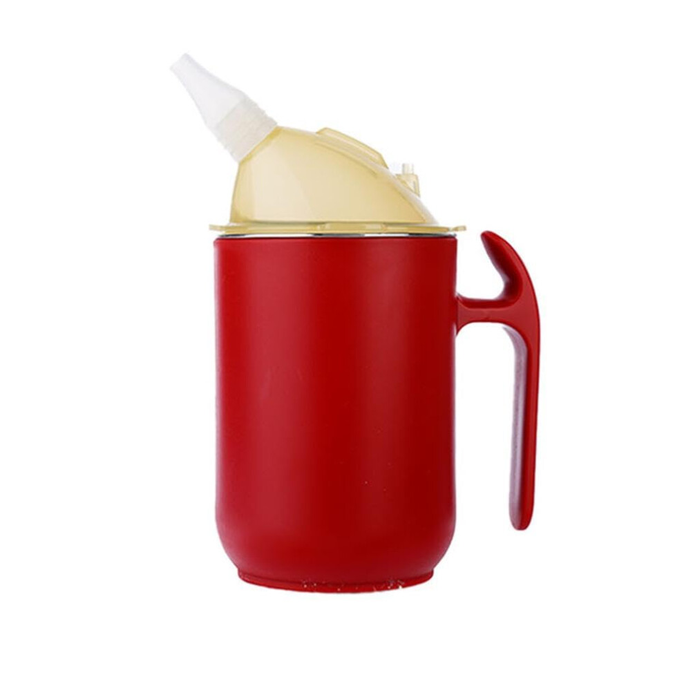 Red Adult Sippy Cup Spillproof With Straw Elderly Water Cup Nursing Steel Cup With Dyspha Lid Handle